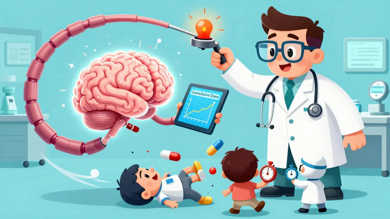 An AI brain and pharmacist triggering a warning siren as patients with pill-filled bodies are rescued by doctors.