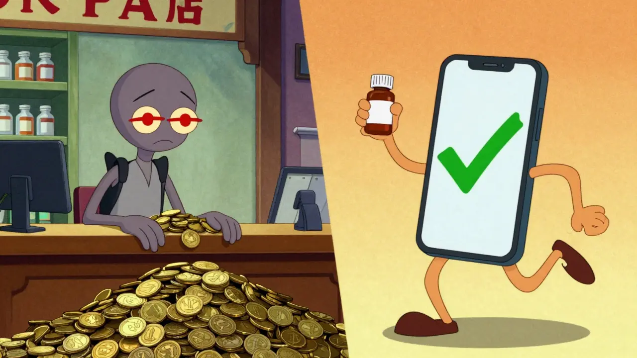 Comparison between expensive retail pharmacy and affordable online generic pharmacy