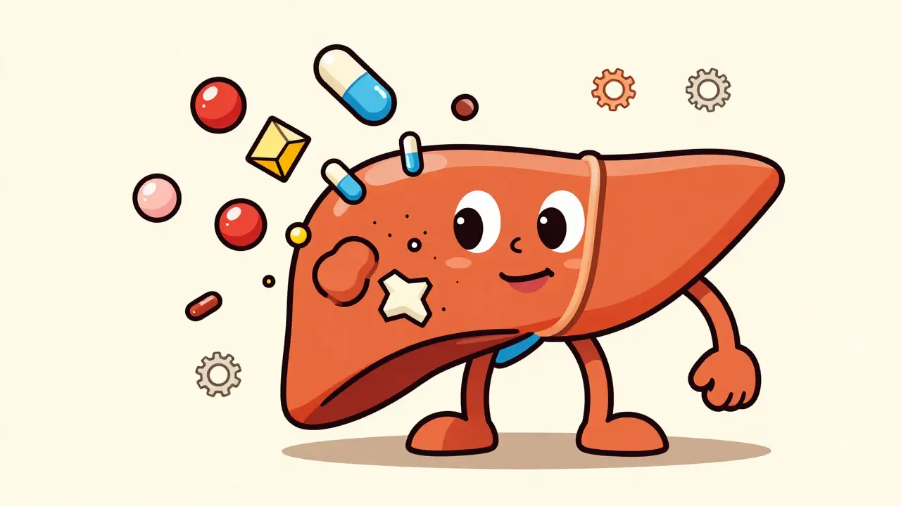 Anthropomorphic liver breaking down drug molecules
