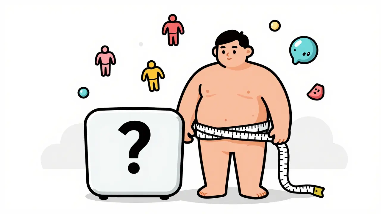 Character measuring waist with shrinking tape and muscle icons