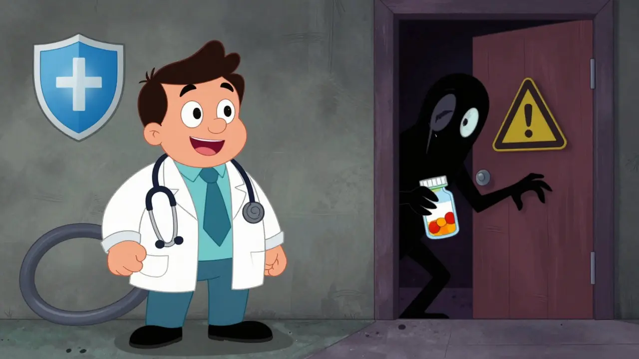 Vintage animation comparing safe telehealth services against risky online sources