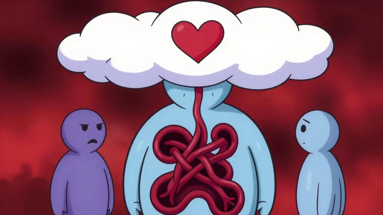 Vintage animation style illustration of blood clot risks from estrogen