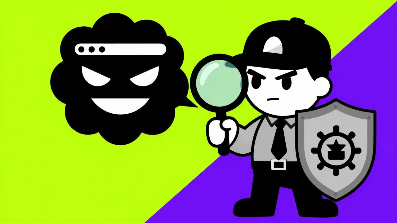 Detective checking safe pharmacy website