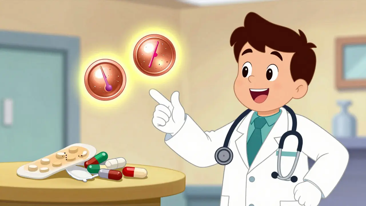 Friendly cartoon doctor recommending IUDs as safe alternatives to hormonal birth control.